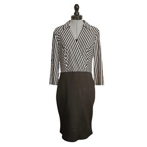 Stripped Collared Midi Dress